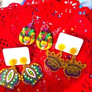 NEW Mardi Gras earrings set of 3